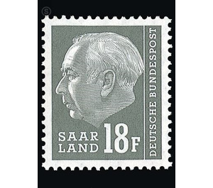 Definitive stamp series Federal President Heuss  - Germany / Saarland 1957 - 18 Franc