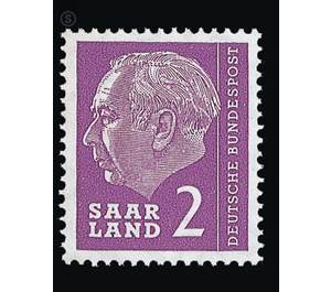 Definitive stamp series Federal President Heuss  - Germany / Saarland 1957 - 2 franc