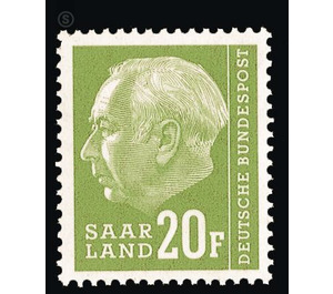 Definitive stamp series Federal President Heuss  - Germany / Saarland 1957 - 20 Franc