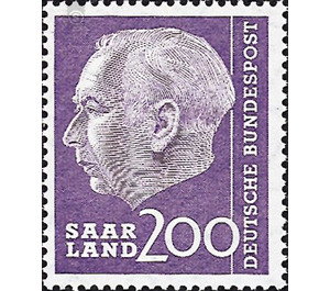 Definitive stamp series Federal President Heuss  - Germany / Saarland 1957 - 200 Franc