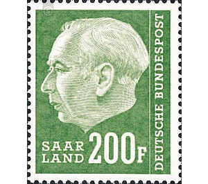 Definitive stamp series Federal President Heuss  - Germany / Saarland 1957 - 200 Franc