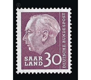 Definitive stamp series Federal President Heuss  - Germany / Saarland 1957 - 30 Franc