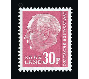 Definitive stamp series Federal President Heuss  - Germany / Saarland 1957 - 30 Franc