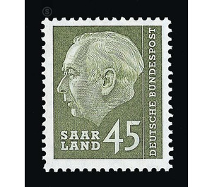 Definitive stamp series Federal President Heuss  - Germany / Saarland 1957 - 45 Franc