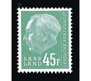 Definitive stamp series Federal President Heuss  - Germany / Saarland 1957 - 45 Franc