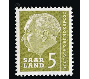 Definitive stamp series Federal President Heuss  - Germany / Saarland 1957 - 5 Franc