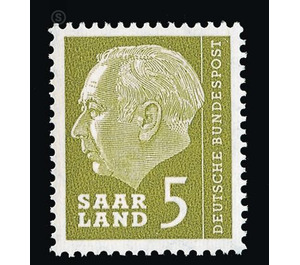 Definitive stamp series Federal President Heuss  - Germany / Saarland 1957 - 5 Franc