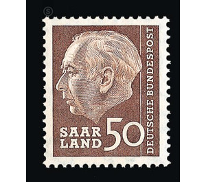 Definitive stamp series Federal President Heuss  - Germany / Saarland 1957 - 50 franc