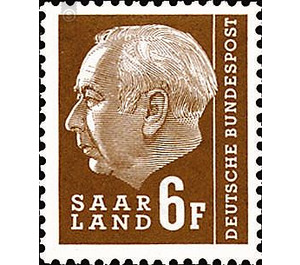 Definitive stamp series Federal President Heuss  - Germany / Saarland 1957 - 6 Franc