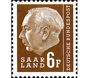 Definitive stamp series Federal President Heuss  - Germany / Saarland 1957 - 6 Franc