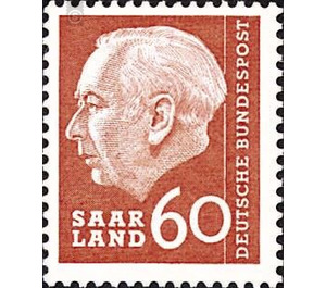 Definitive stamp series Federal President Heuss  - Germany / Saarland 1957 - 60 franc