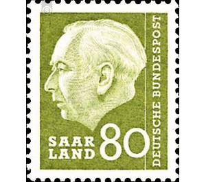 Definitive stamp series Federal President Heuss  - Germany / Saarland 1957 - 80 Franc