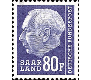 Definitive stamp series Federal President Heuss  - Germany / Saarland 1957 - 80 franc