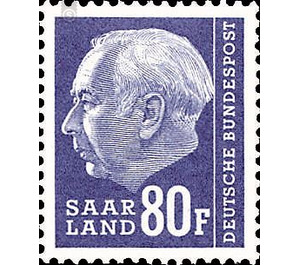 Definitive stamp series Federal President Heuss  - Germany / Saarland 1957 - 80 franc