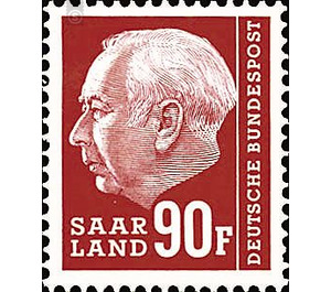 Definitive stamp series Federal President Heuss  - Germany / Saarland 1957 - 90 Franc