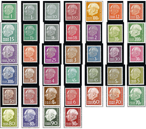 Definitive stamp series Federal President Heuss - Germany / Saarland Series