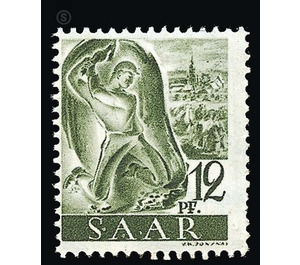 Definitive stamp series Saar - Germany / Saarland 1947 - 12 Pfennig