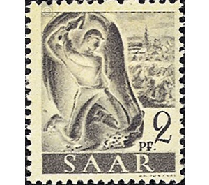 Definitive stamp series Saar - Germany / Saarland 1947 - 2 Pfennig