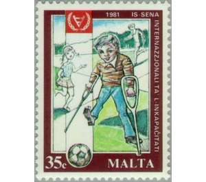 Disabled Child Playing Football - Malta 1981 - 35