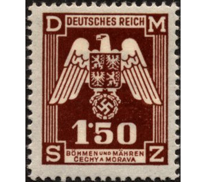 Eagle with shield of Bohemia, Empire badge - Germany / Old German States / Bohemia and Moravia 1943 - 1.50