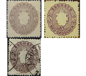 Embossed coat of arms in oval - Germany / Old German States / Saxony 1866 Set