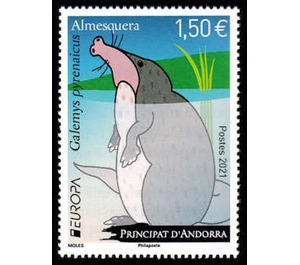 Euorpa (C.E.P.T.) 2021 - Trumpeter Rat (Galemys pyrenaicus) - Andorra, French Administration 2021 - 1.50