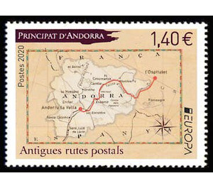 Europa (C.E.P.T.) 2020 - Ancient Postal Routes - Andorra, French Administration 2020 - 1.40
