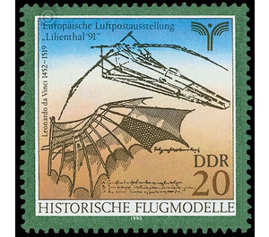 European airmail exhibition "Lilienthal '91"  - Germany / German Democratic Republic 1990 - 20 Pfennig