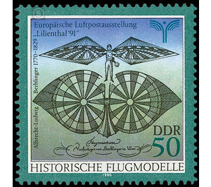 European airmail exhibition "Lilienthal '91"  - Germany / German Democratic Republic 1990 - 50 Pfennig