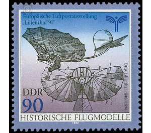 European airmail exhibition "Lilienthal '91"  - Germany / German Democratic Republic 1990 - 90 Pfennig