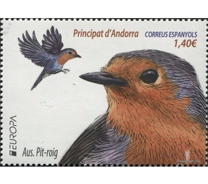 European Robin (Erithacus rubecula) - Andorra, Spanish Administration 2019 - 1.40