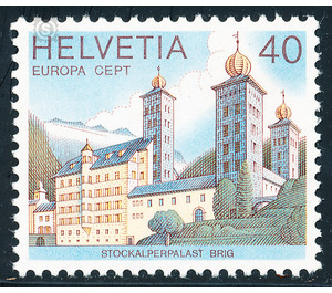 European stamp - Stockalper palace  - Switzerland 1978 - 40 Rappen