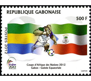 Flags of Gabon and Equatorial Guinea and mascot: Dribbling b - Central Africa / Gabon 2012 - 500
