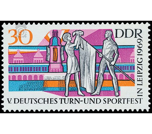 German Gymnastics and Sports Festival, Leipzig  - Germany / German Democratic Republic 1969 - 30 Pfennig