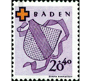 German Red Cross  - Germany / Western occupation zones / Baden 1949 - 20 Pfennig