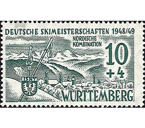 German Ski Championships 1948/49 in Isny, Allgäu  - Germany / Western occupation zones / Württemberg-Hohenzollern 1949 - 10 Pfennig