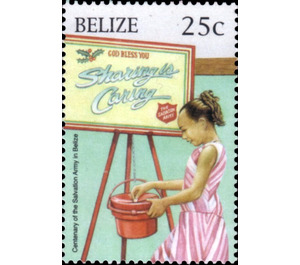 Girl with easel, painting poster ‘Sharing is Caring…’ - Central America / Belize 2015 - 25