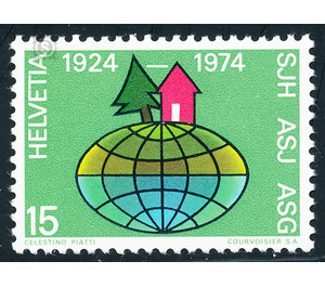 Globe with house and tree as symbol  - Switzerland 1974 - 15 Rappen
