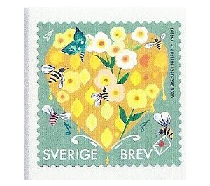 Greetings Stamps : Hearts and Flowers - Sweden 2020