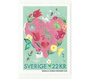 Greetings Stamps : Hearts and Flowers - Sweden 2020 - 22