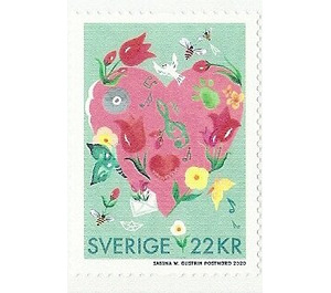 Greetings Stamps : Hearts and Flowers - Sweden 2020 - 22