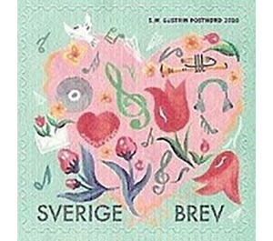 Greetings Stamps : Hearts and Flowers - Sweden 2020