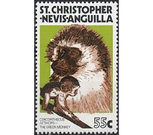 Grivet (Cercopithecus aethiops) - Caribbean / Saint Kitts and Nevis 1978 - 55