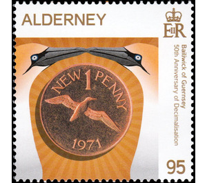 Guernsey 1 New Penny Coin of 1971 - Alderney 2021 - 95