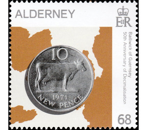 Guernsey 10 New Pence Coin of 1971 - Alderney 2021 - 68