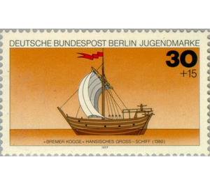 Hanse large ship 'Bremen Cog' sailboat type - Germany / Berlin 1977