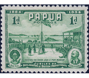 Hoisting the Union Jack at Port Moresby - Melanesia / Papua 1934 - 1