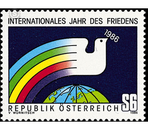Intern. Year of peace  - Austria / II. Republic of Austria 1986 - 6 Shilling