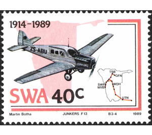 Junkers F13, 1930 - South Africa / Namibia / South-West Africa 1989 - 40