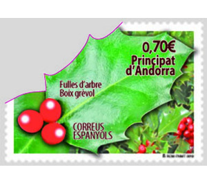 Leaf of Holly (Ilex aquifolium) - Andorra, Spanish Administration 2019 - 0.70